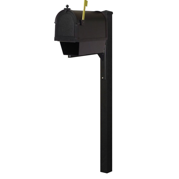 Special Lite Products || Berkshire Curbside Mailbox with Newspaper Tube, Locking Insert and Wellington Mailbox Post, BLACK