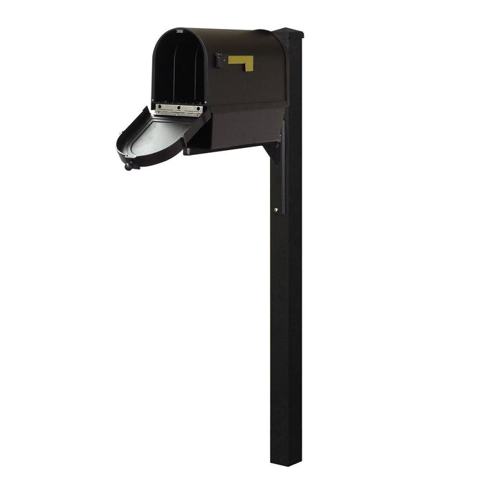 Special Lite Products || Berkshire Curbside Mailbox with Newspaper Tube, Locking Insert and Wellington Mailbox Post, BLACK