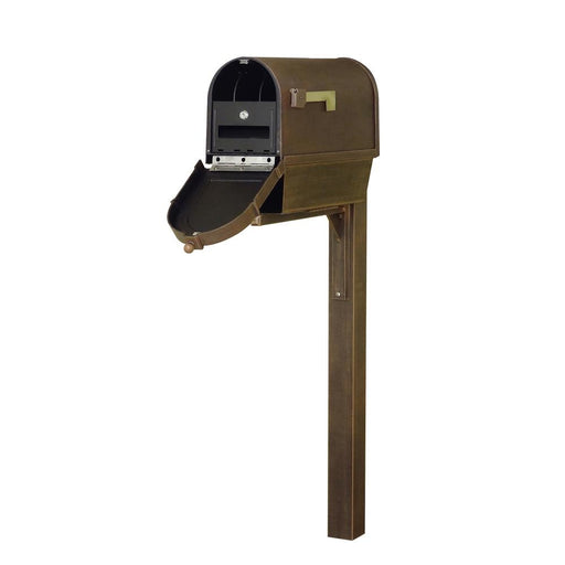 Special Lite Products || Berkshire Curbside Mailbox with Newspaper Tube, Locking Insert and Wellington Mailbox Post, Copper