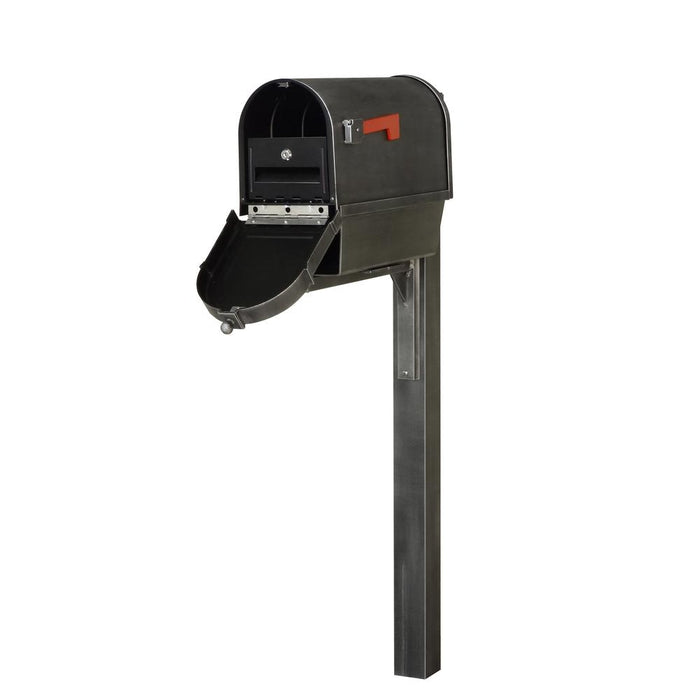 Special Lite Products || Berkshire Curbside Mailbox with Newspaper Tube, Locking Insert and Wellington Mailbox Post, Swedish Silver