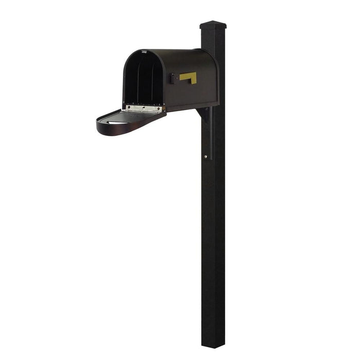 Special Lite Products || Classic Curbside Mailbox and Wellington Direct Burial Mailbox Post Smooth, Black