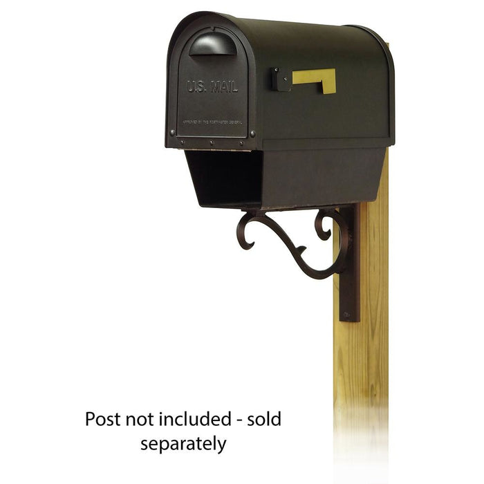 Special Lite Products || Classic Curbside Mailbox with Newspaper tube and Sorrento front single mailbox mounting bracket