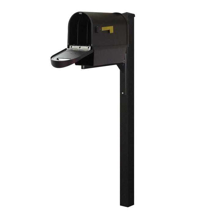 Special Lite Products || Classic Curbside Mailbox with Newspaper Tube and Wellington Mailbox Post, BLACK