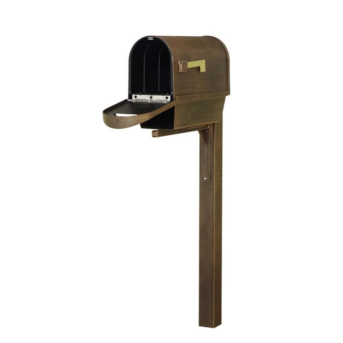 Special Lite Products || Classic Curbside Mailbox with Newspaper Tube and Wellington Mailbox Post, Copper