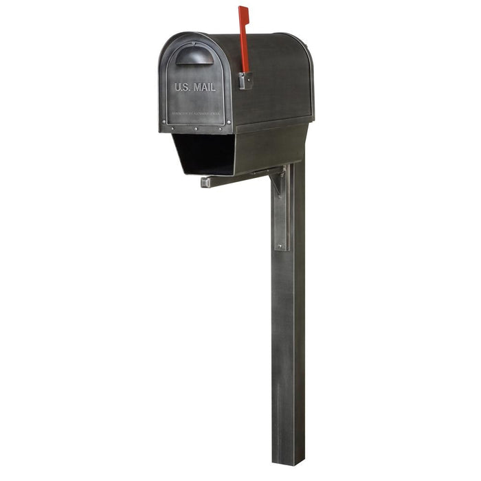 Special Lite Products || Classic Curbside Mailbox with Newspaper Tube and Wellington Mailbox Post, Swedish Silver