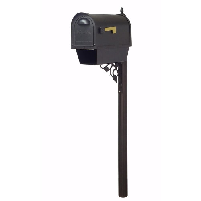 Special Lite Products || Classic Curbside Mailbox with Newspaper Tube, Locking Insert and Albion Mailbox Post