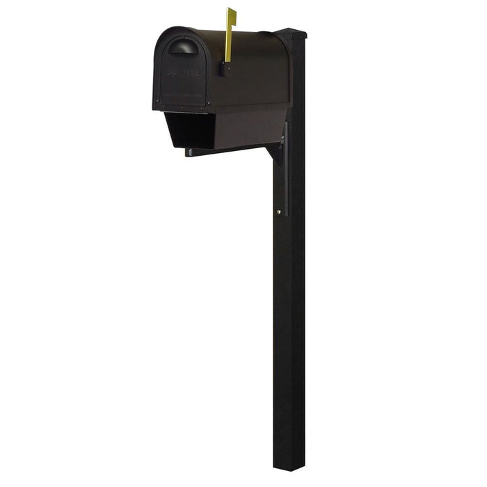 Special Lite Products || Classic Curbside Mailbox with Newspaper Tube, Locking Insert and Wellington Mailbox Post, BLACK