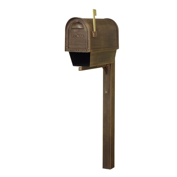 Special Lite Products || Classic Curbside Mailbox with Newspaper Tube, Locking Insert and Wellington Mailbox Post, Copper