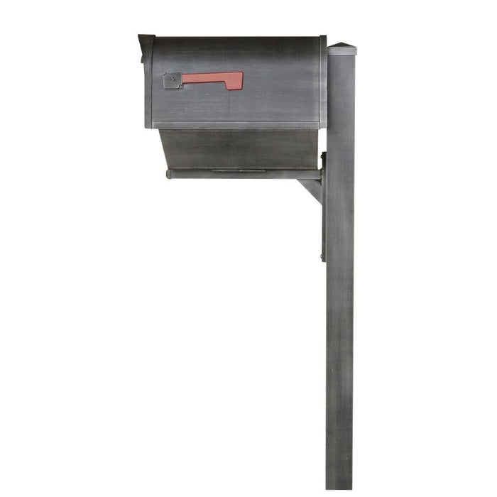 Special Lite Products || Classic Curbside Mailbox with Newspaper Tube, Locking Insert and Wellington Mailbox Post, Swedish Silver