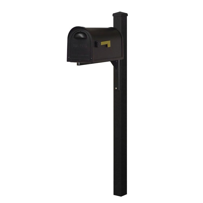 Special Lite Products || Classic Curbside Mailbox wtih Locking Insert and Wellington Direct Burial Mailbox Post Smooth, Black