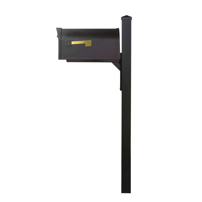 Special Lite Products || Classic Curbside Mailbox wtih Locking Insert and Wellington Direct Burial Mailbox Post Smooth, Black