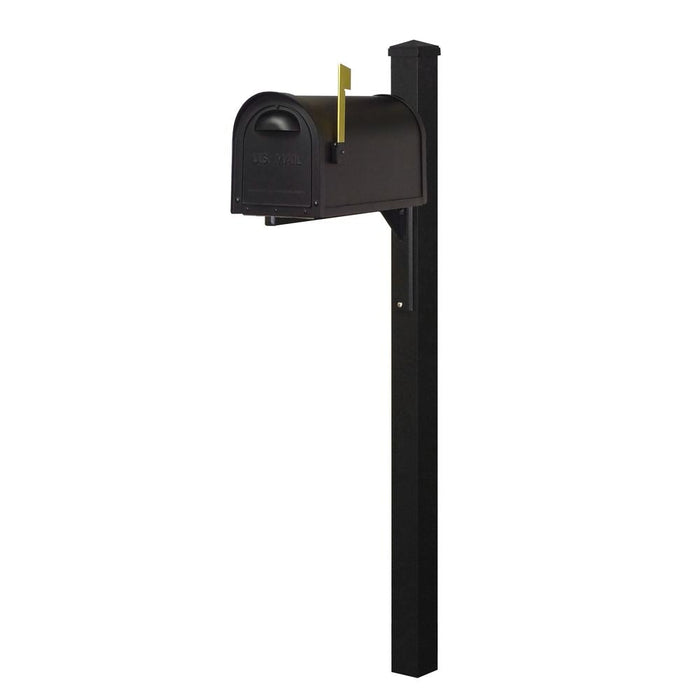 Special Lite Products || Classic Curbside Mailbox wtih Locking Insert and Wellington Direct Burial Mailbox Post Smooth, Black