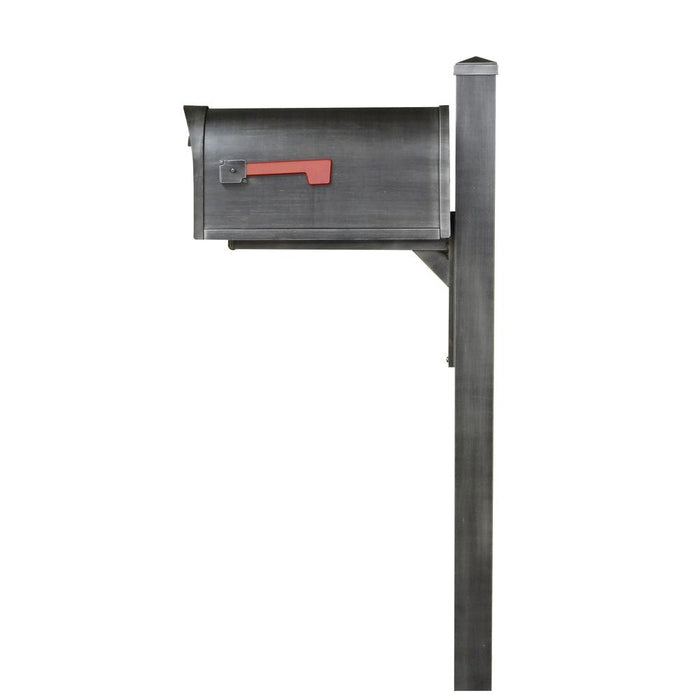 Special Lite Products || Classic Curbside Mailbox wtih Locking Insert and Wellington Direct Burial Mailbox Post Smooth, Swedish Silver