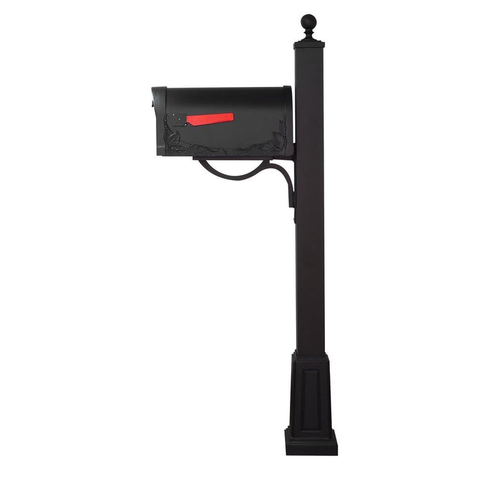 Special Lite Products || Floral Curbside Mailbox with Locking Insert and Springfield Mailbox Post with Base