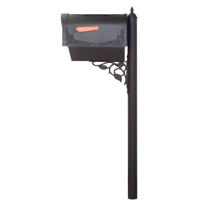 Special Lite Products || Floral Curbside Mailbox with Newspaper Tube, Locking Insert and Albion Mailbox Post