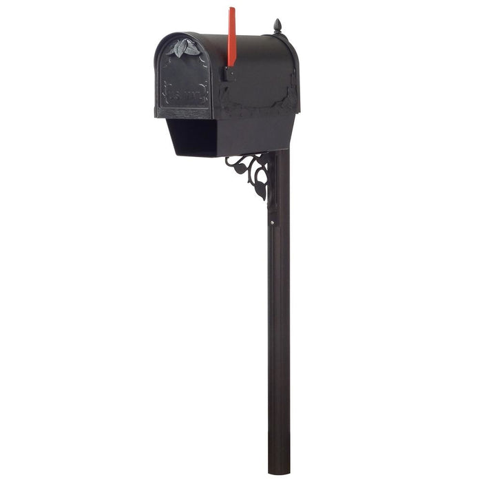 Special Lite Products || Floral Curbside Mailbox with Newspaper Tube, Locking Insert and Albion Mailbox Post