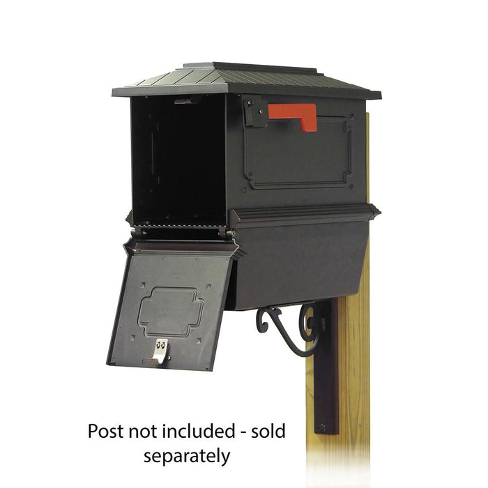 Special Lite Products || Kingston Curbside Mailbox with Newspaper tube and Baldwin front single mailbox mounting bracket