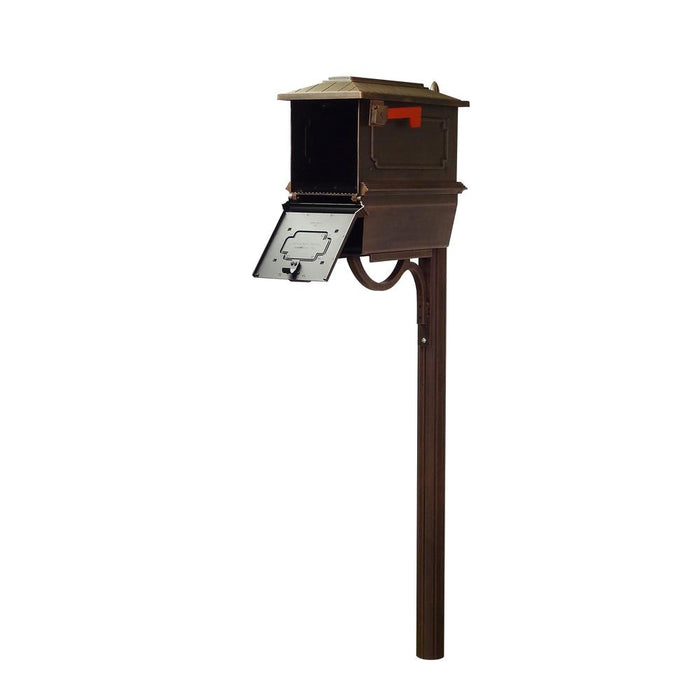 Special Lite Products || Kingston Curbside Mailbox with Newspaper Tube and Richland Mailbox Post