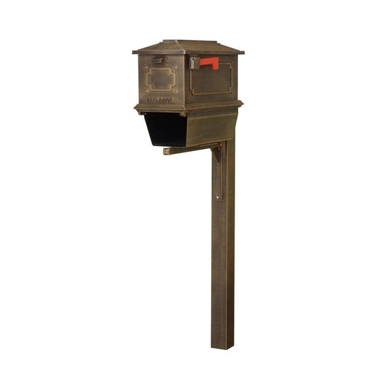 Special Lite Products || Kingtson Curbside Mailbox with Newspaper Tube and Springfield Mailbox Post, Copper