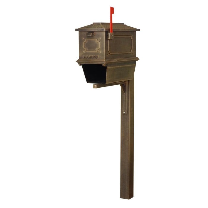 Special Lite Products || Kingtson Curbside Mailbox with Newspaper Tube and Springfield Mailbox Post, Copper