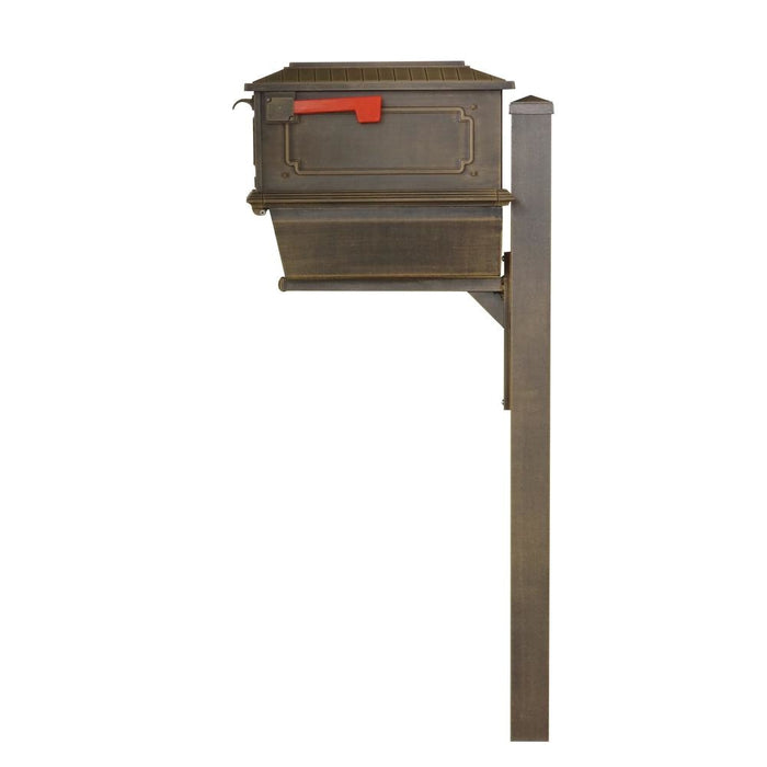 Special Lite Products || Kingtson Curbside Mailbox with Newspaper Tube and Springfield Mailbox Post, Copper