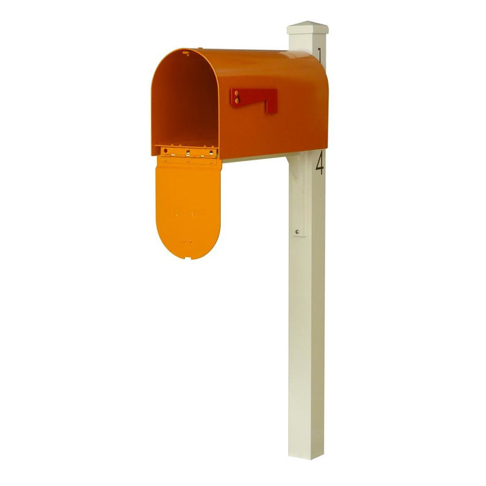 Special Lite Products || Mid Modern Rigby Curbside Mailbox and Post, Orange