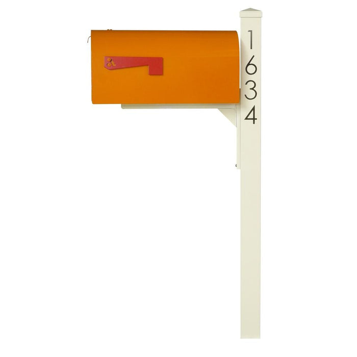 Special Lite Products || Mid Modern Rigby Curbside Mailbox and Post, Orange