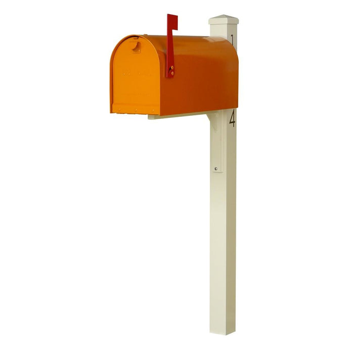 Special Lite Products || Mid Modern Rigby Curbside Mailbox and Post, Orange