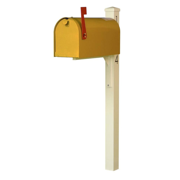 Special Lite Products || Mid Modern Rigby Curbside Mailbox and Post, Yellow