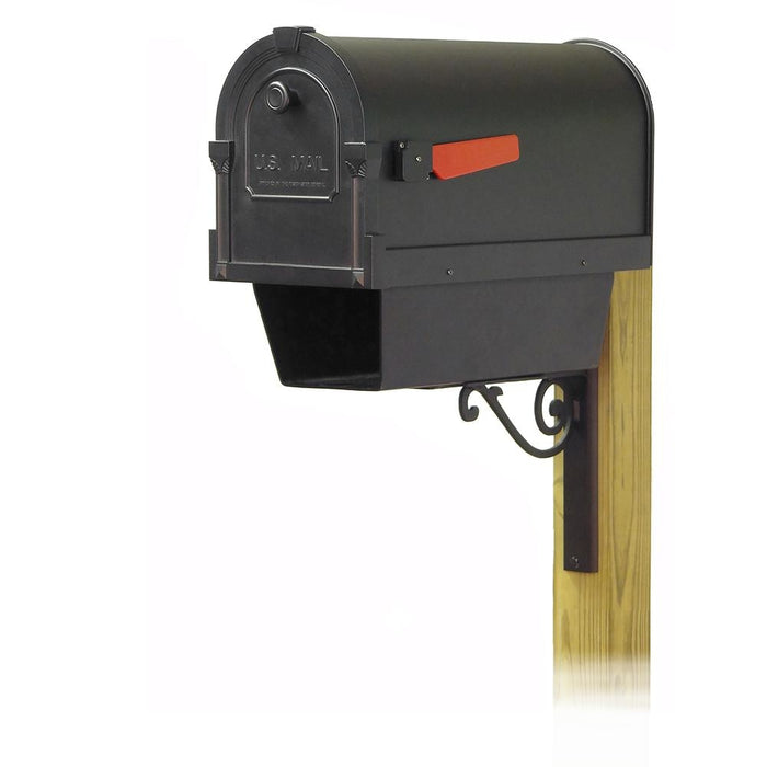 Special Lite Products || Savannah Curbside Mailbox with Newspaper tube and Baldwin front single mailbox mounting bracket