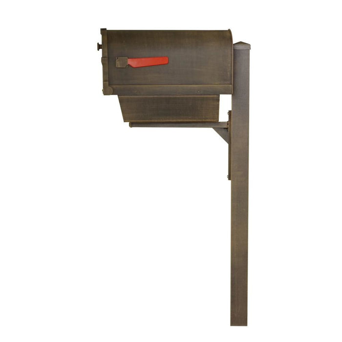 Special Lite Products || Savannah Curbside Mailbox with Newspaper Tube and Wellington Mailbox Post, Copper