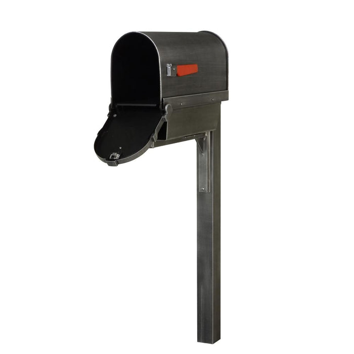 Special Lite Products || Savannah Curbside Mailbox with Newspaper Tube and Wellington Mailbox Post, Swedish Silver