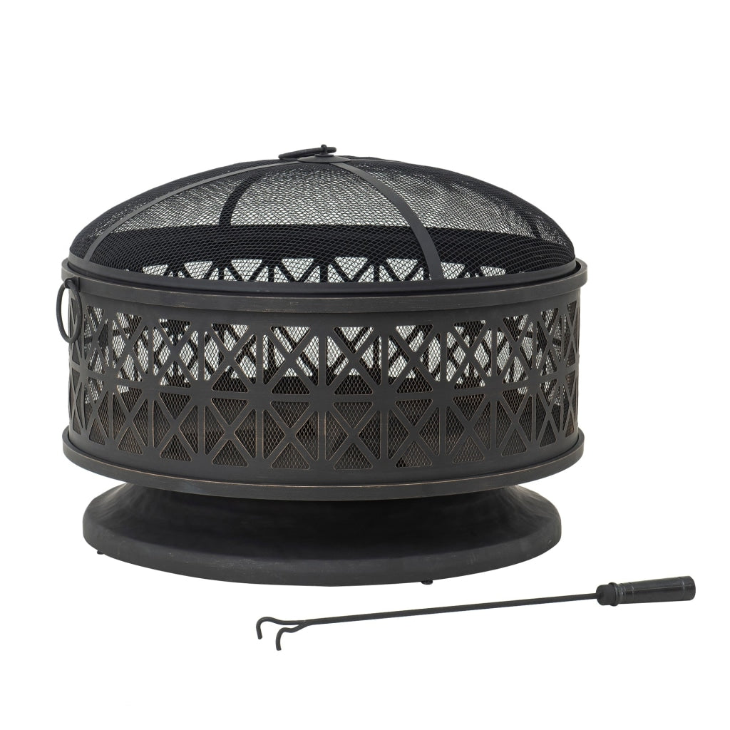 vidaXL Garden Fire Pit with Poker 31.9x31.9x18.5 XXL Steel