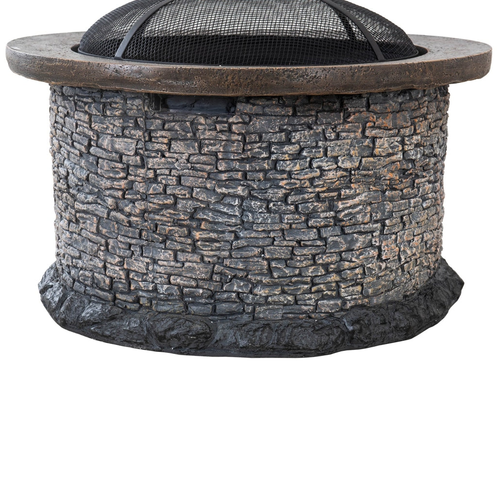 vidaXL Garden Fire Pit with Poker 31.9x31.9x18.5 XXL Steel