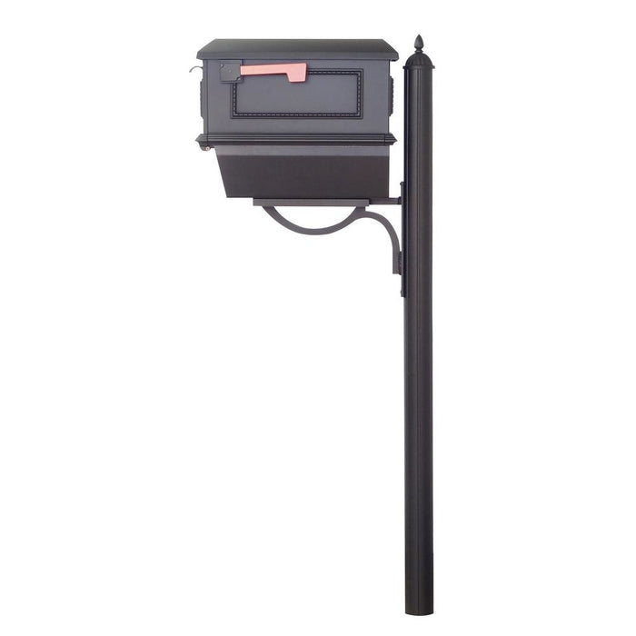 Special Lite Products || Traditional Curbside Mailbox with Newspaper Tube and Richland Mailbox Post