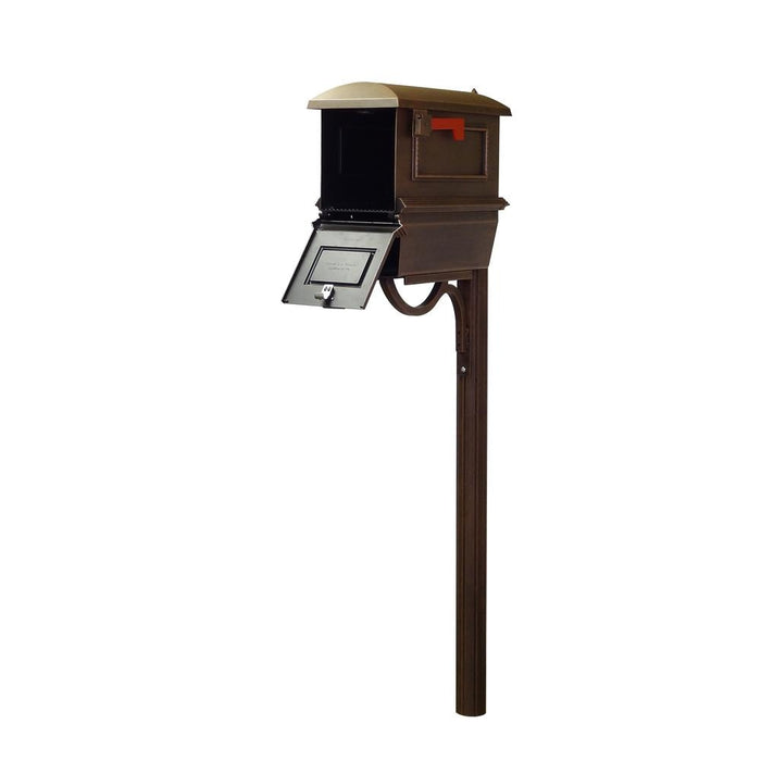 Special Lite Products || Traditional Curbside Mailbox with Newspaper Tube and Richland Mailbox Post