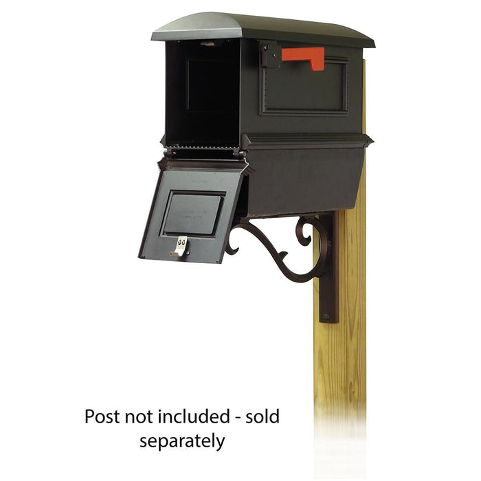 Special Lite Products || Traditional Curbside Mailbox with Newspaper tube and Sorrento front single mailbox mounting bracket