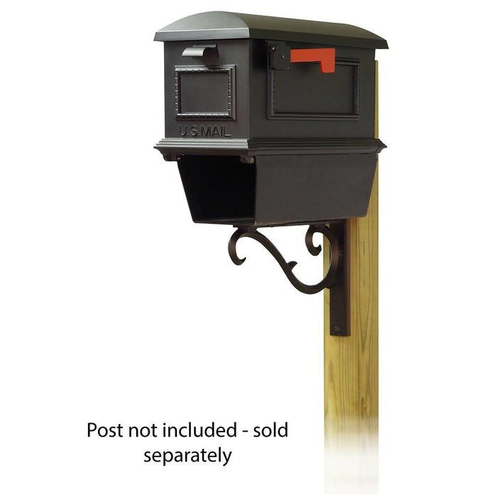 Special Lite Products || Traditional Curbside Mailbox with Newspaper tube and Sorrento front single mailbox mounting bracket