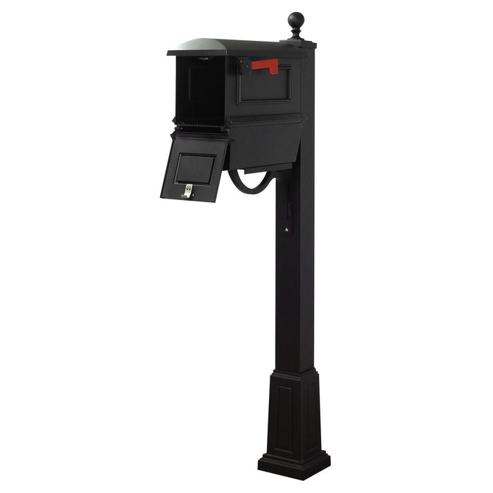 Special Lite Products || Traditional Curbside Mailbox with Newspaper Tube and Springfield Mailbox Post with Base