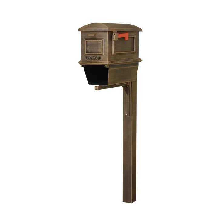 Special Lite Products || Traditional Curbside Mailbox with Newspaper Tube and Wellington Mailbox Post, Copper