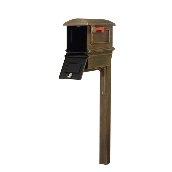 Special Lite Products || Traditional Curbside Mailbox with Newspaper Tube and Wellington Mailbox Post, Copper