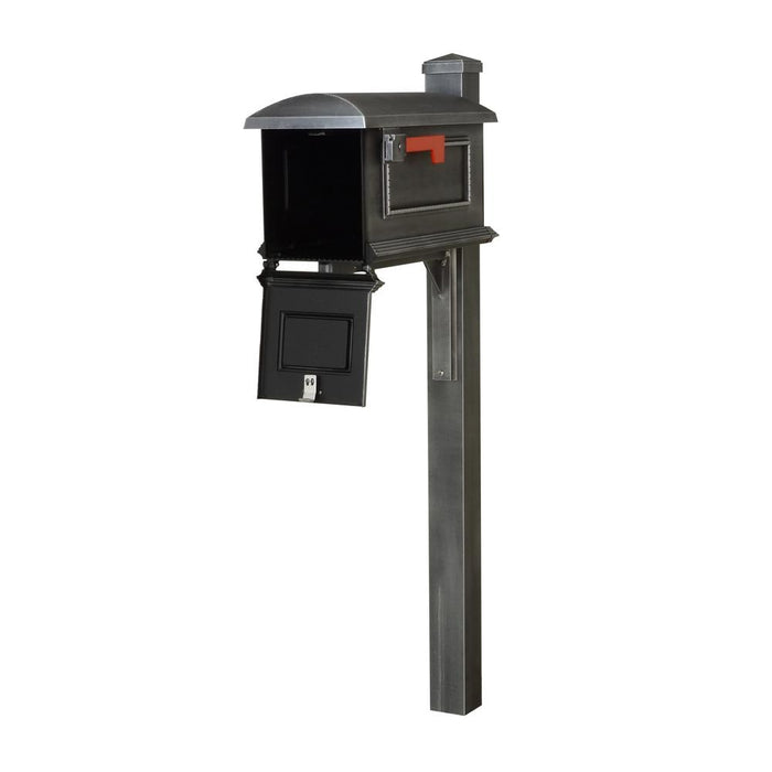 Special Lite Products || Traditional Curbside Mailbox with Wellington Mailbox Post, Swedish Silver