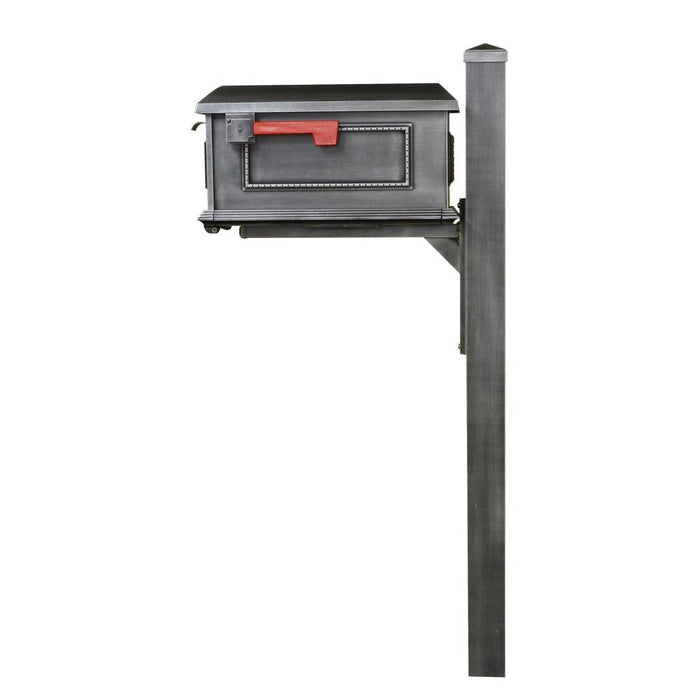 Special Lite Products || Traditional Curbside Mailbox with Wellington Mailbox Post, Swedish Silver