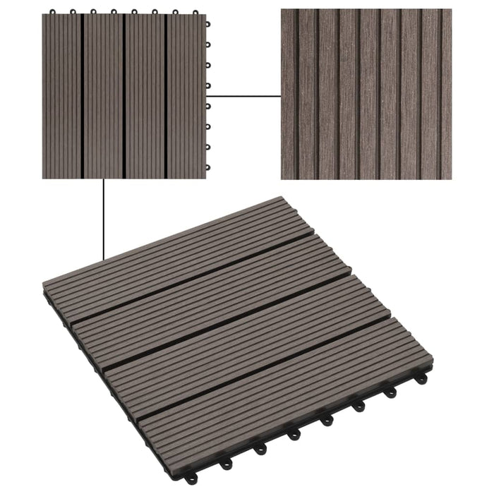 vidaXL || vidaXL 11 pcs Decking Tiles WPC 11.8" x 11.8" 1 sqm Dark Brown 45025