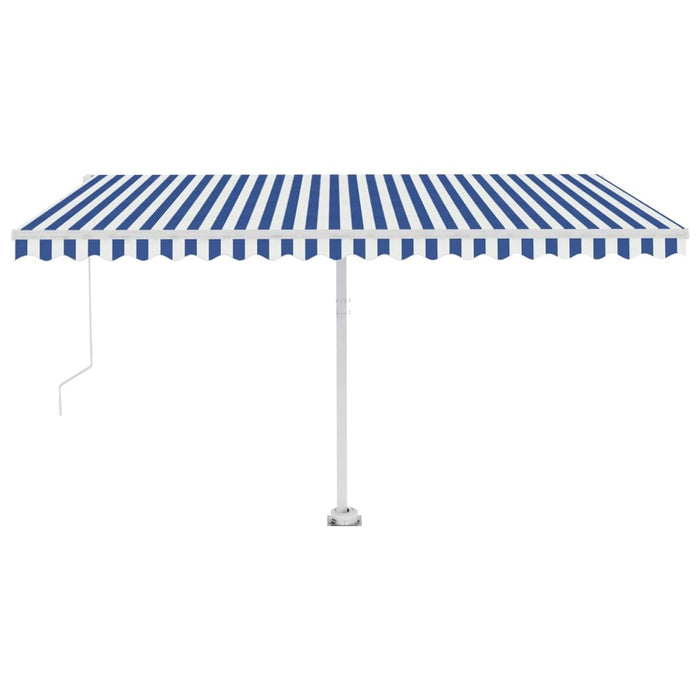 vidaXL || vidaXL Freestanding Manual Retractable Awning 157.5"x118.1" Blue/White