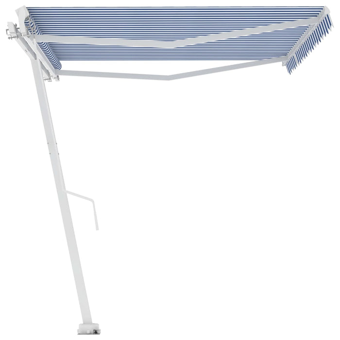 vidaXL || vidaXL Freestanding Manual Retractable Awning 157.5"x118.1" Blue/White