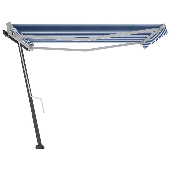 vidaXL || vidaXL Freestanding Manual Retractable Awning 157.5"x118.1" Blue/White