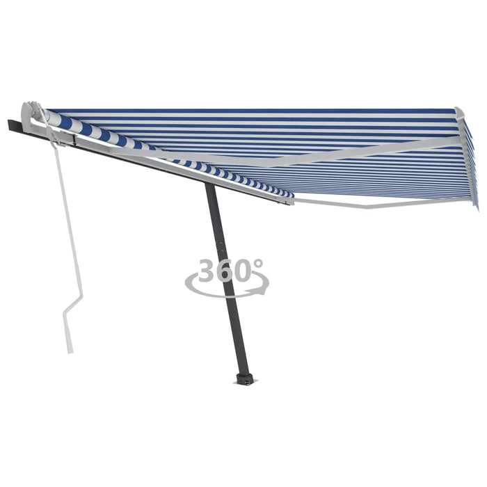 vidaXL || vidaXL Freestanding Manual Retractable Awning 157.5"x118.1" Blue/White