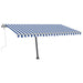 vidaXL || vidaXL Freestanding Manual Retractable Awning 157.5"x118.1" Blue/White