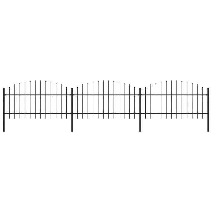 vidaXL || vidaXL Garden Fence with Spear Top Steel 16.7' Black 277723